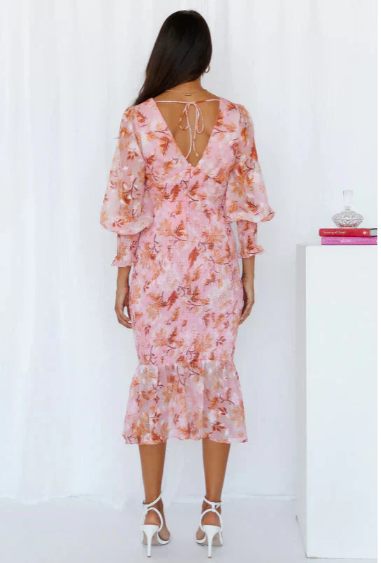 Selinay - Elegante Midi Jurk met Bloemenprint