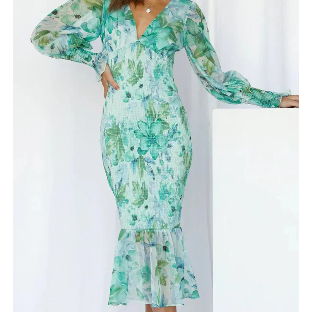Selinay - Elegante Midi Jurk met Bloemenprint