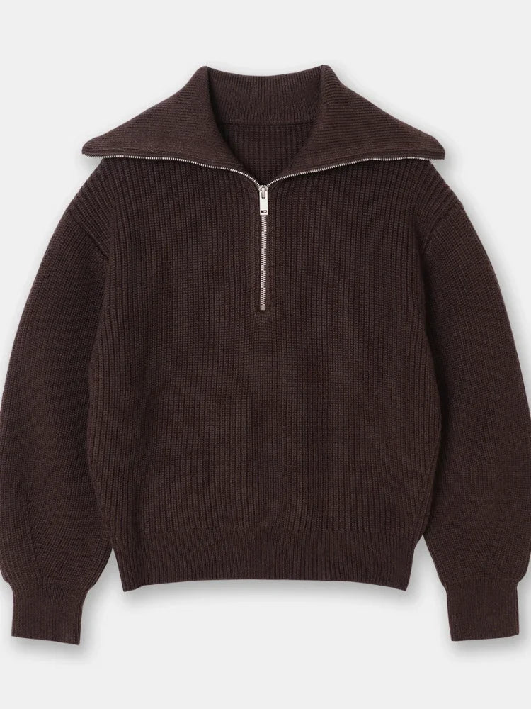 Lavina - gestreepte trui met half-zip