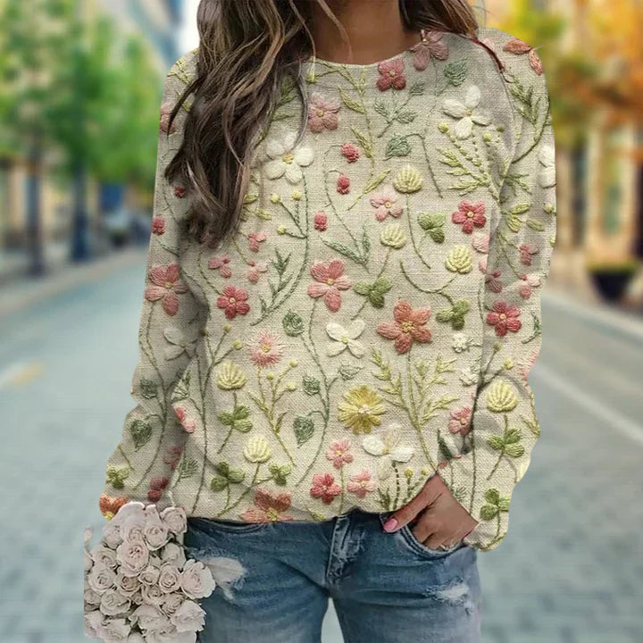 Shaylee - trui met bloemenprint