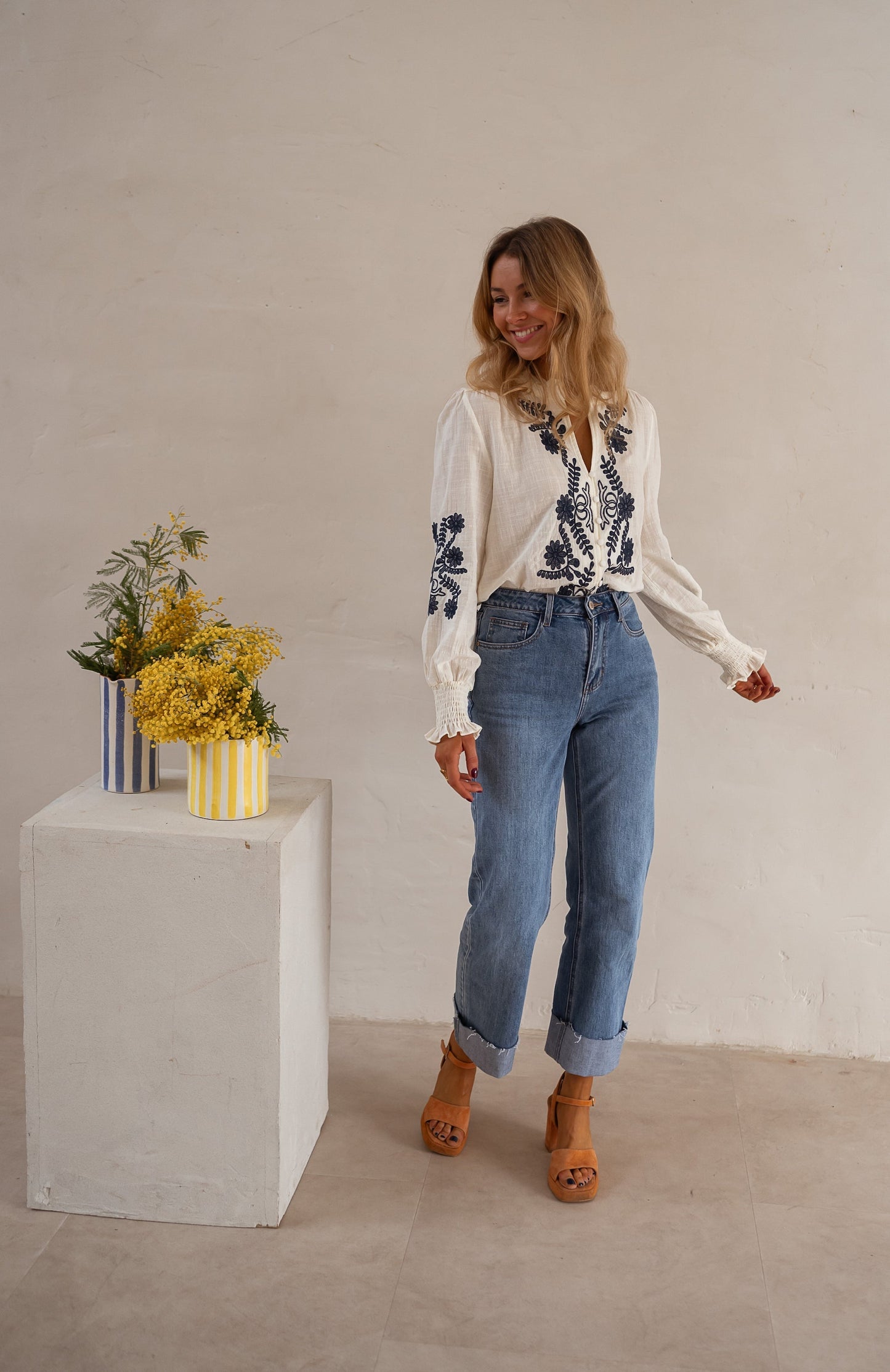 Simona - Geborduurde Blouse voor Dames