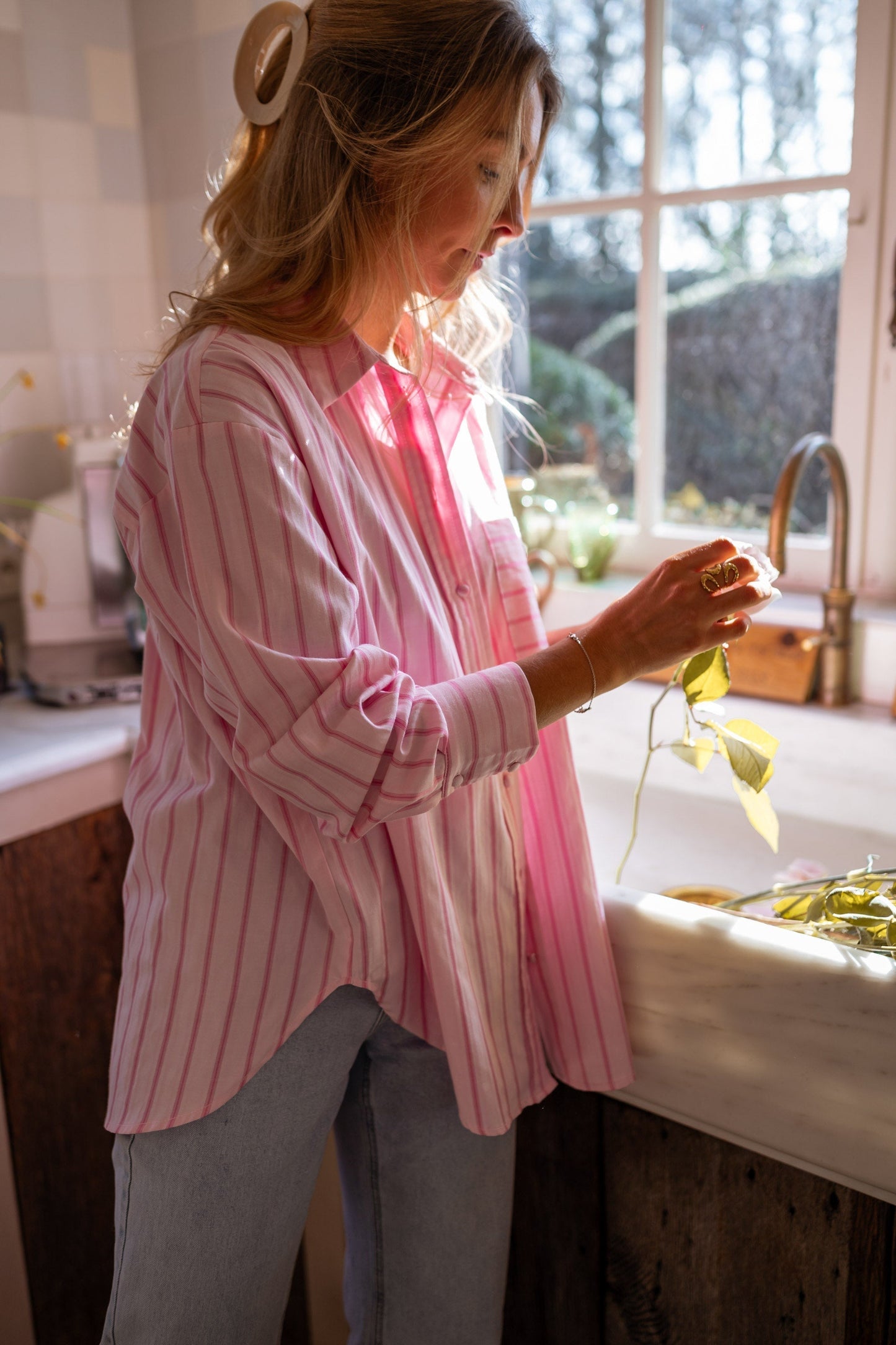 Sunna - Pink blouse with long sleeves