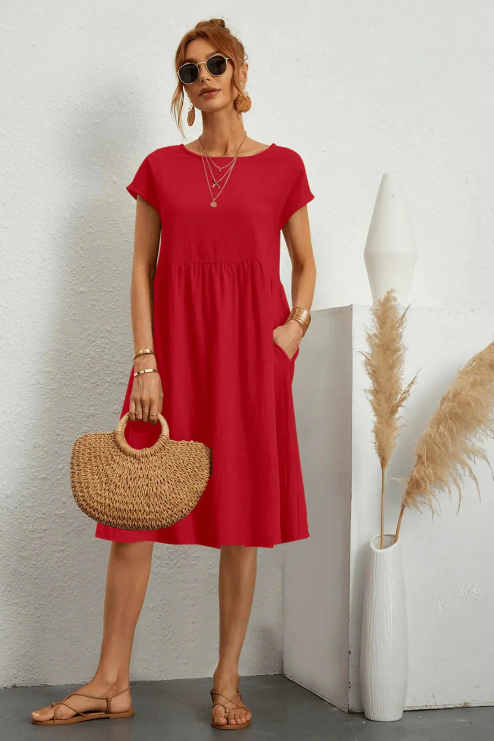 Sylvara - Zachte Zomer Midi-Jurk voor Dames