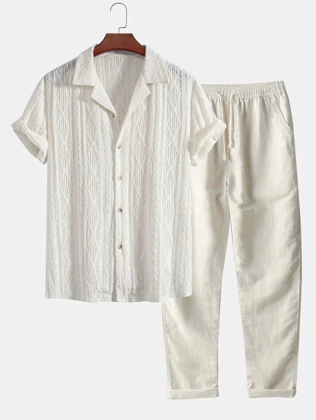 Tavrin - Linnen Shirt en Broek Set voor Heren