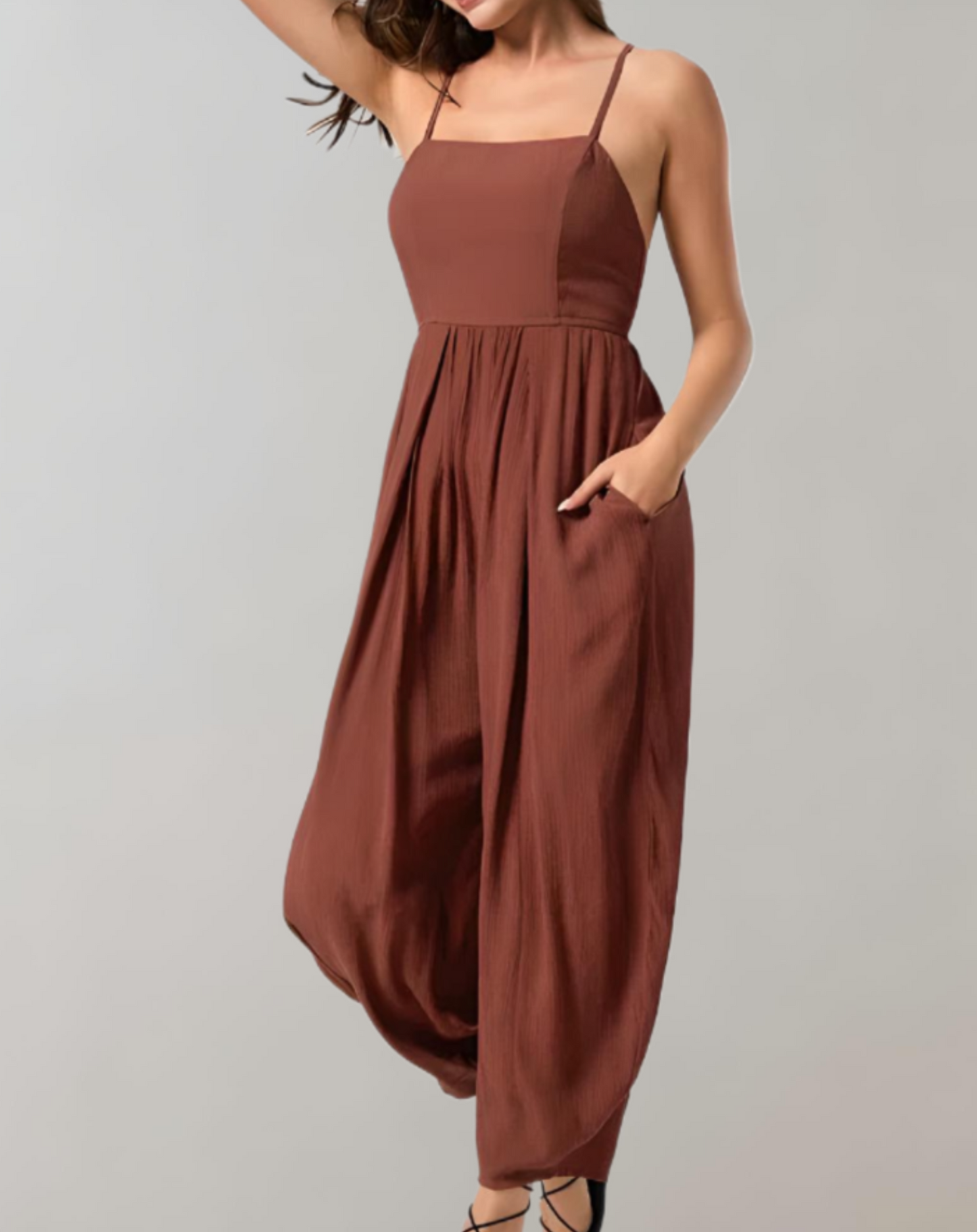 Thyra - Elegante Spaghettibandjes Rugloze Zomerjumpsuit