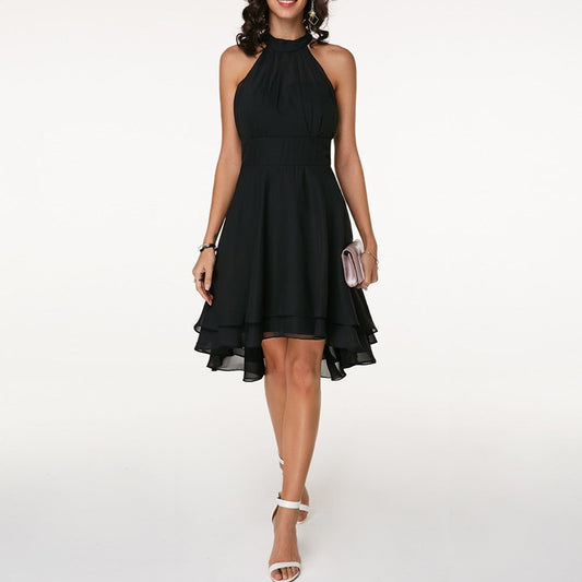 Tooske - Dames Halter Mini Cocktailjurk met Ruches
