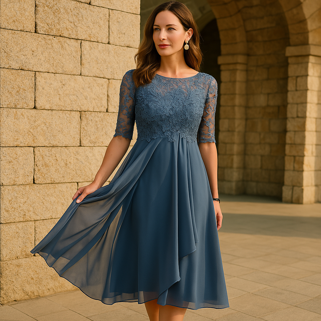 Vaeloria - Elegante Kant en Chiffon Jurk voor Dames