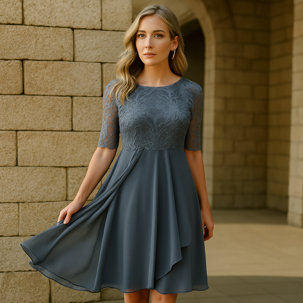 Vaeloria - Elegante Kant en Chiffon Jurk voor Dames
