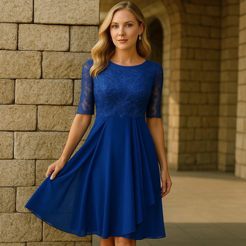 Vaeloria - Elegante Kant en Chiffon Jurk voor Dames