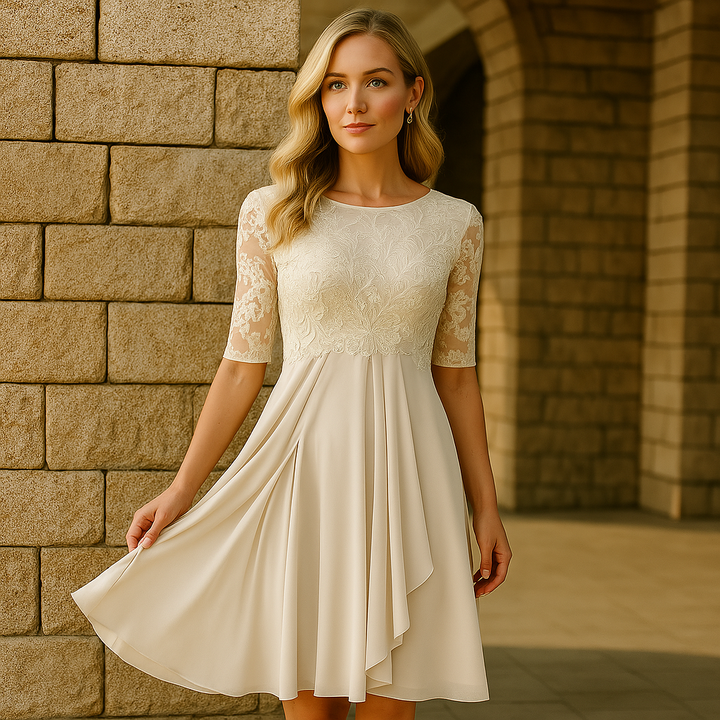 Vaeloria - Elegante Kant en Chiffon Jurk voor Dames