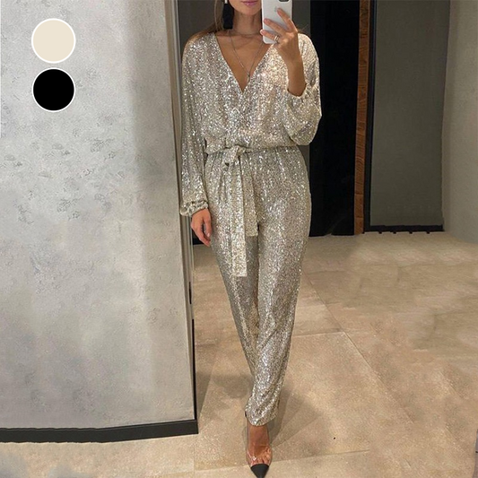 Veylith - Schitterende V-Hals Jumpsuit met Riem voor Dames