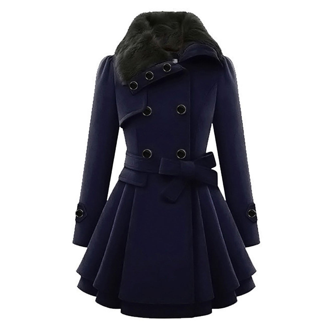 Vivian - Lange Winterjas met Bontkraag voor Dames