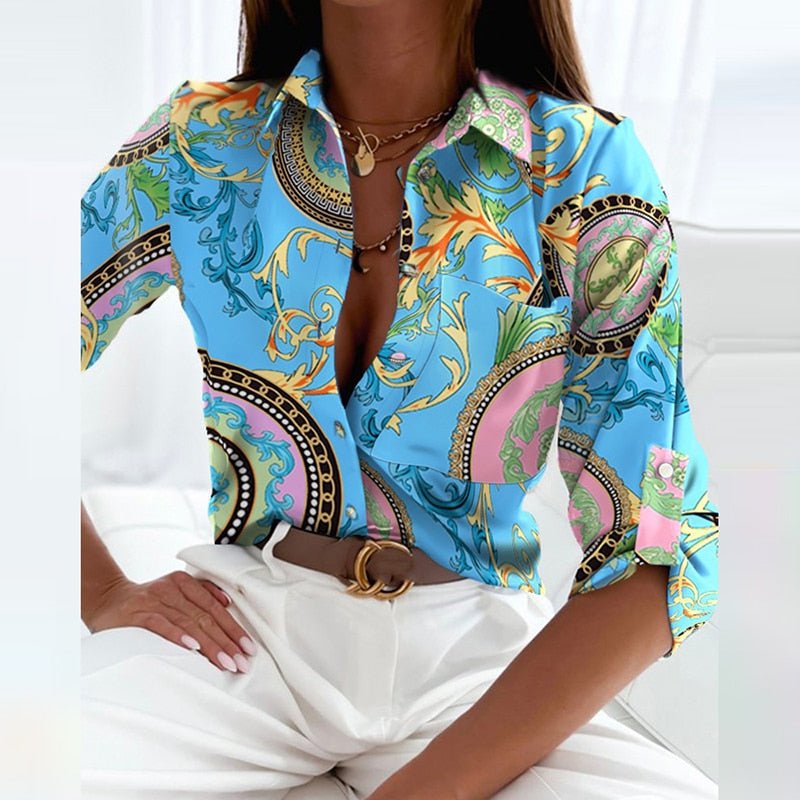 Whitney - Blouse met omlaaggevouwen kraag