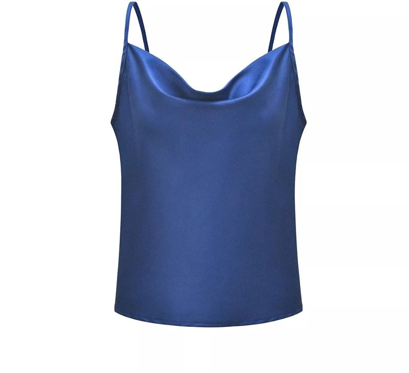 Xandra - Satijnen V-hals Top met spaghetti bandjes