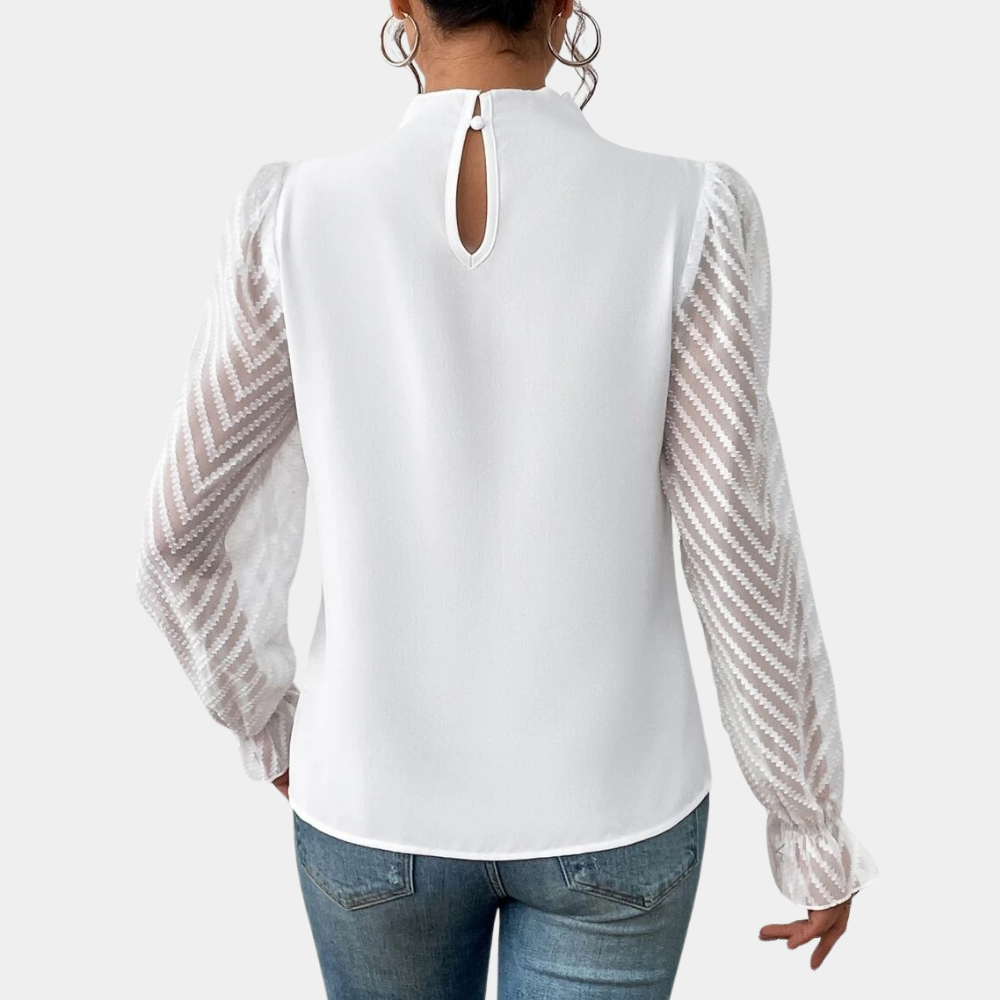 Yara - Stijlvolle Top met Lange Mouwen in Coastal Elegance