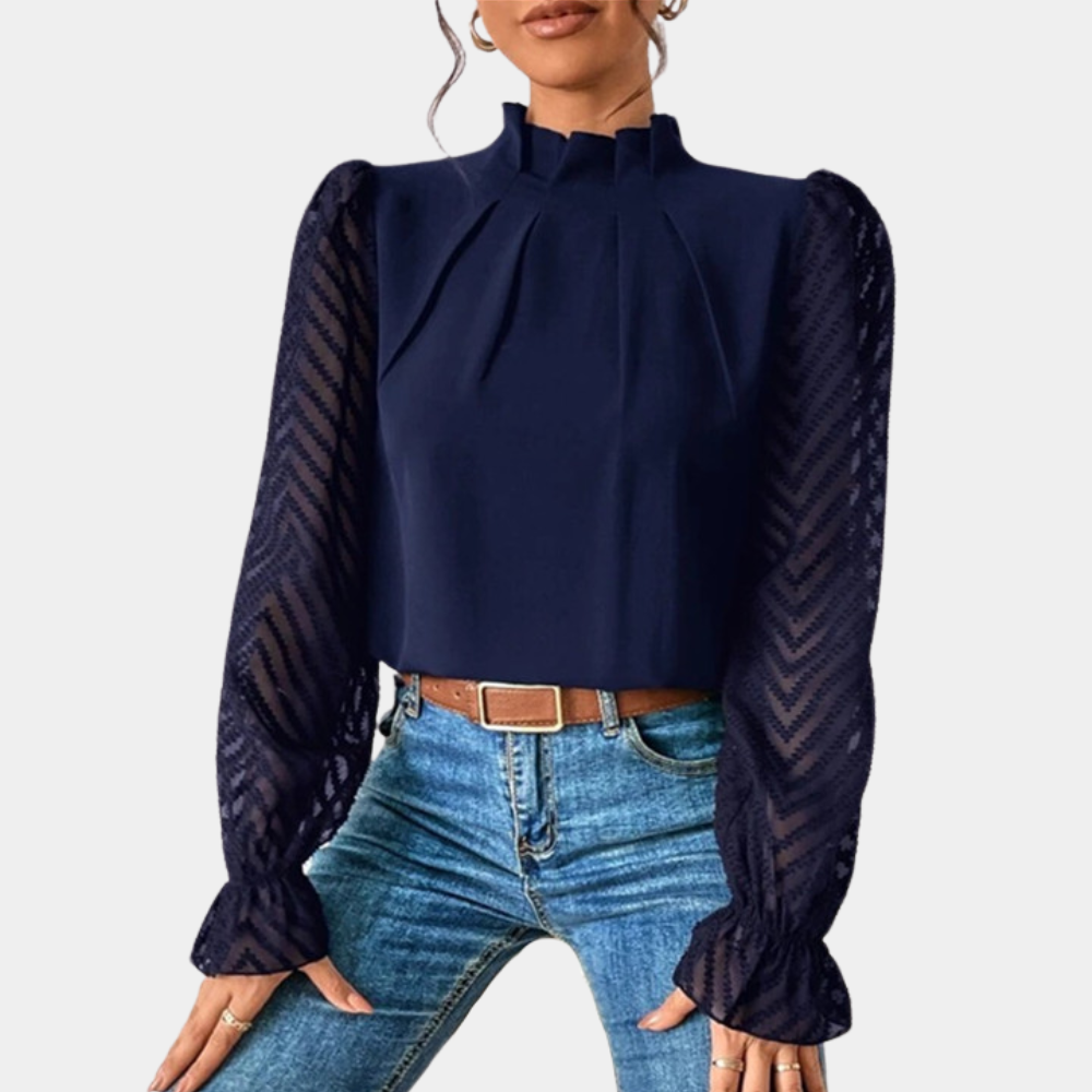 Yara - Stijlvolle Top met Lange Mouwen in Coastal Elegance